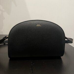 a.p.c. demi-lune mini bag in embossed calfskin leather